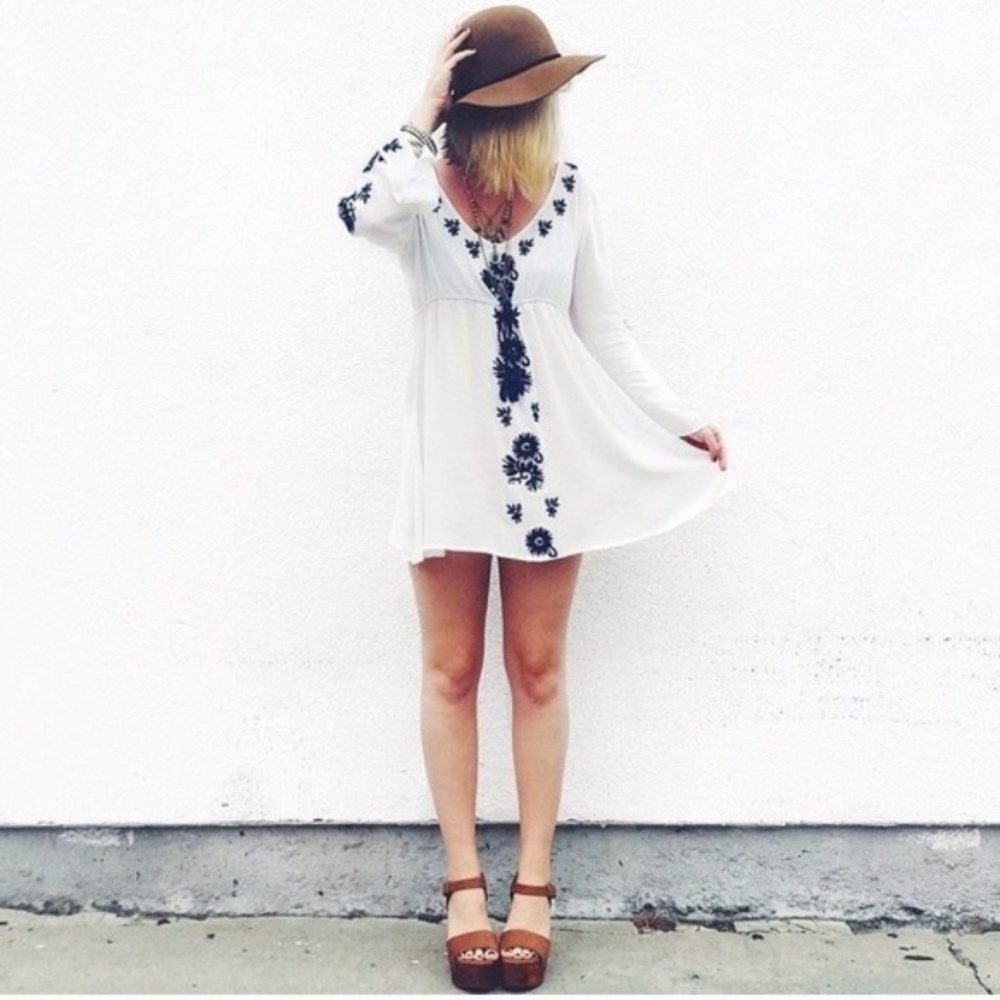 LF Woven Embroidered Beach Dress